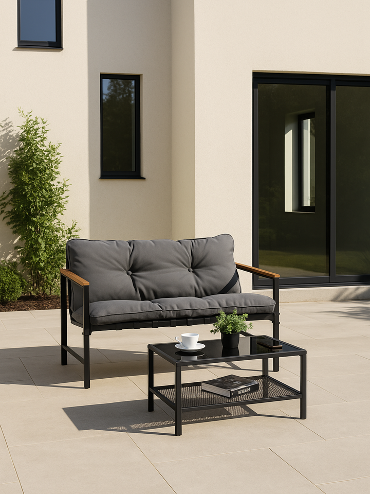 Hudson Grey 2 Seater Outdoor Lounge Set