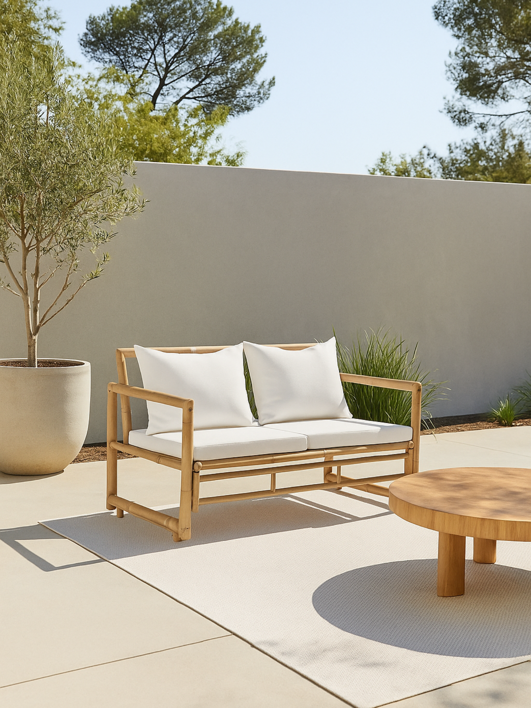 Ollie Bamboo 2 Seater Outdoor Garden Bench Seat