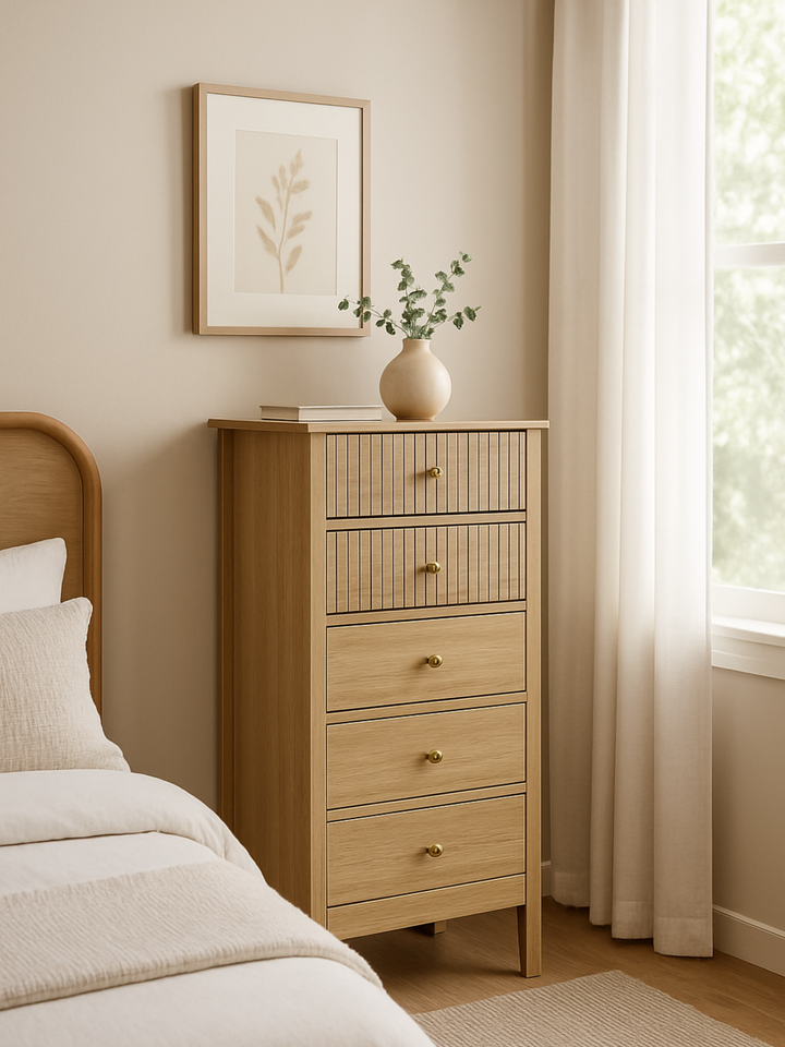Alya Natural Tallboy 5 Drawer-Dresser