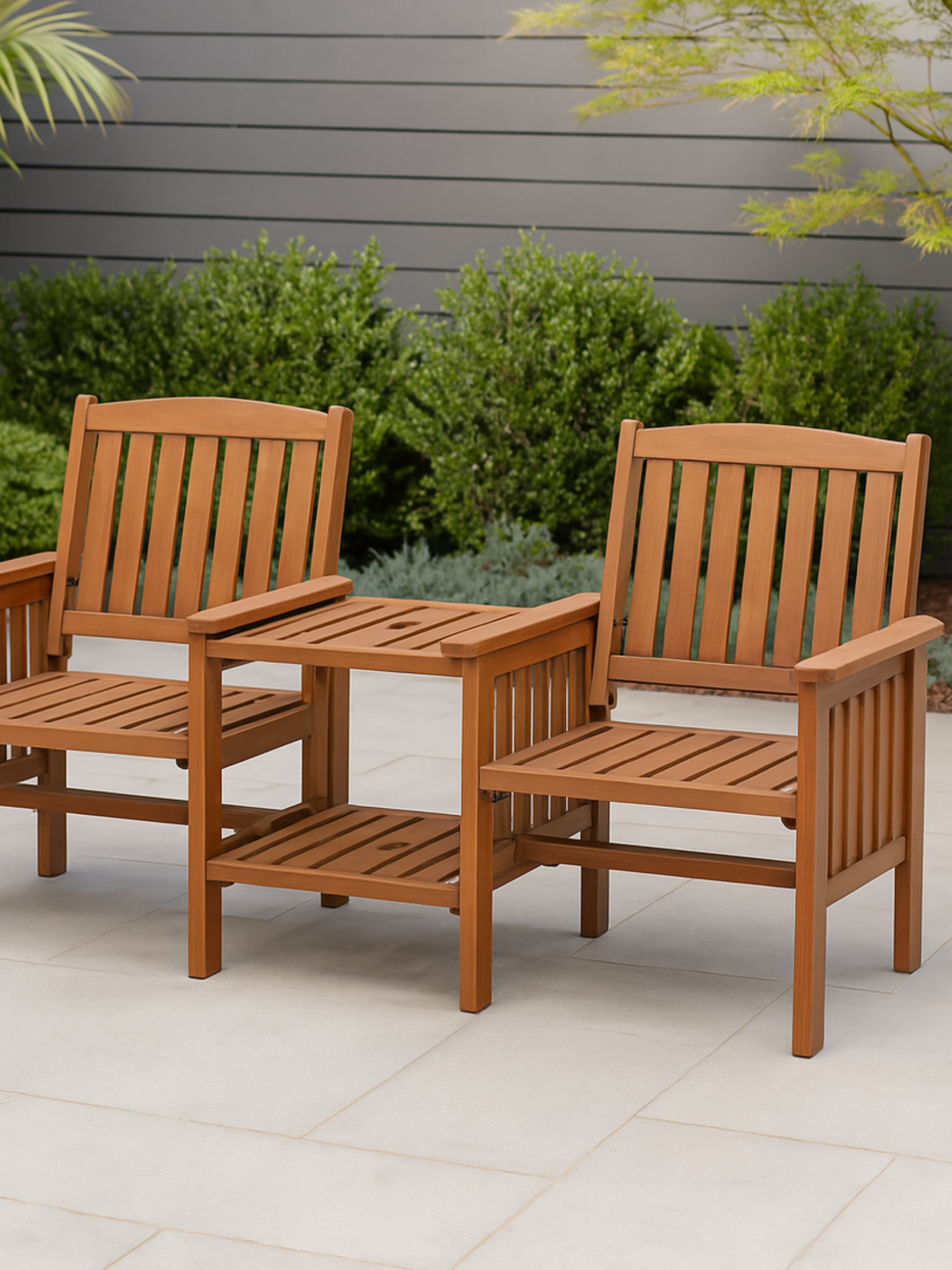 Zali Natural Outdoor Garden Bench Loveseat