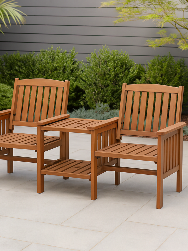 Zali Natural Outdoor Garden Bench Loveseat