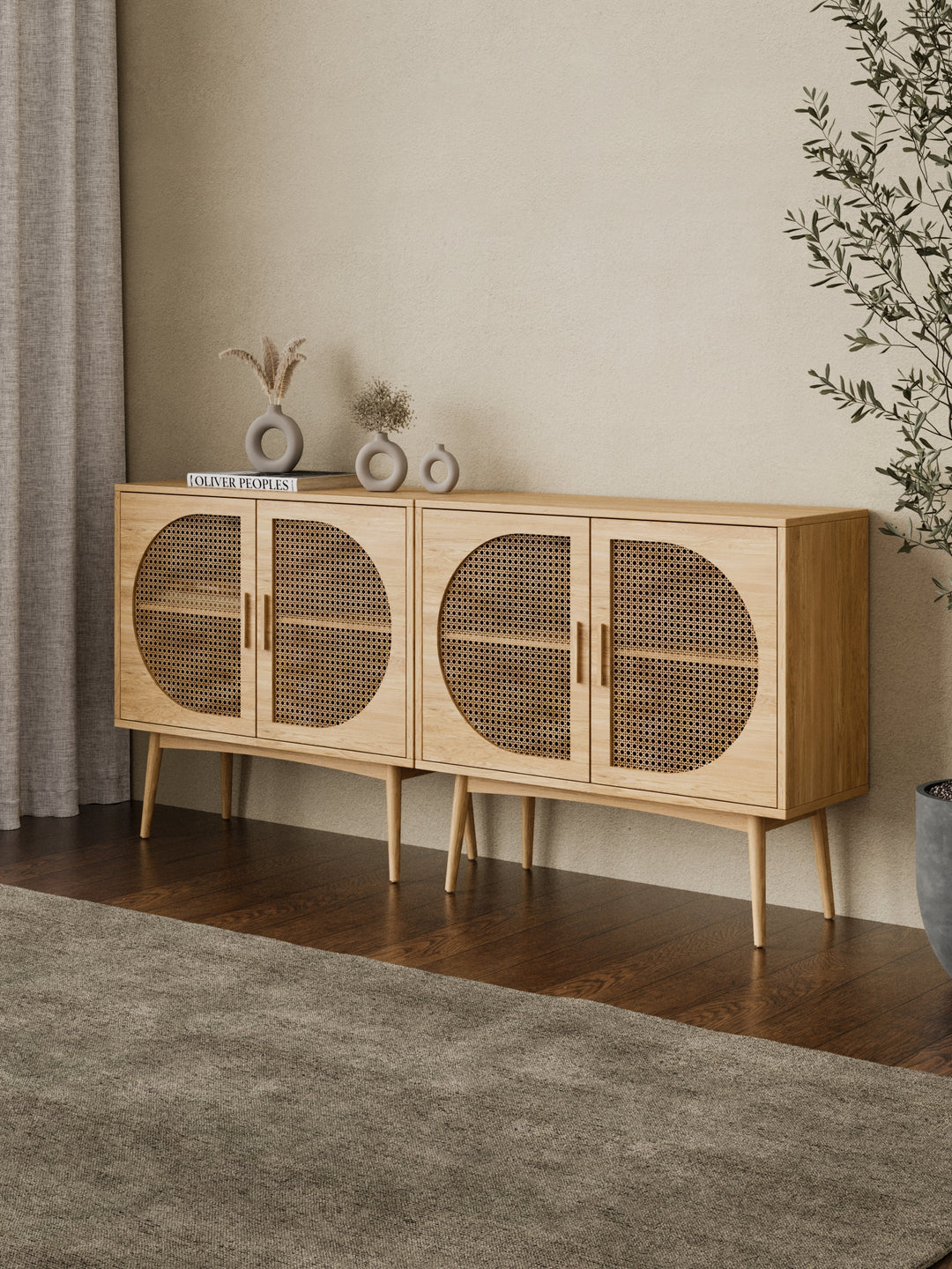 Roman Natural Rattan Sideboard Cabinet