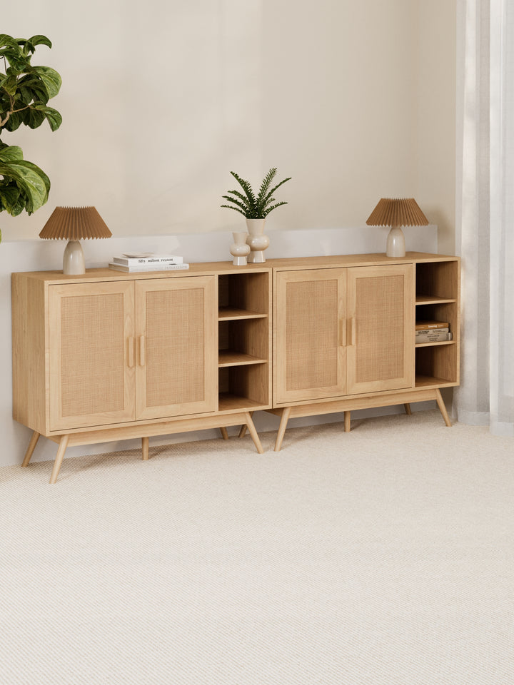 Laura Natural Rattan Sideboard Cabinet Bundle 200cm