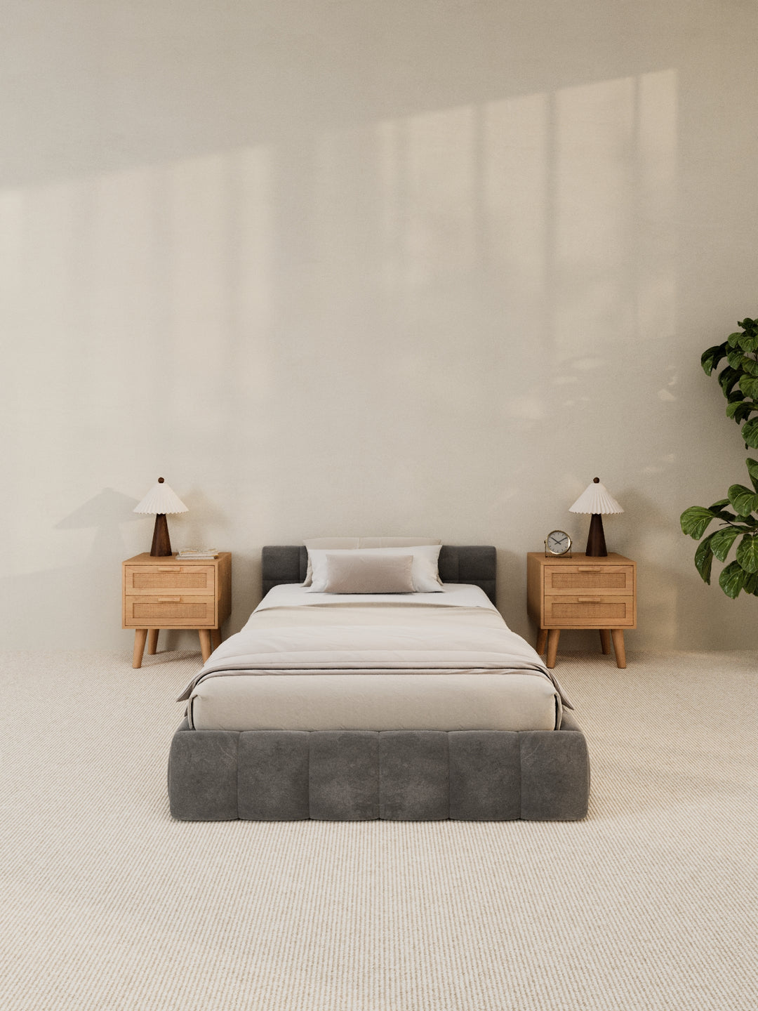 Winnie Grey Velvet Bed Frame