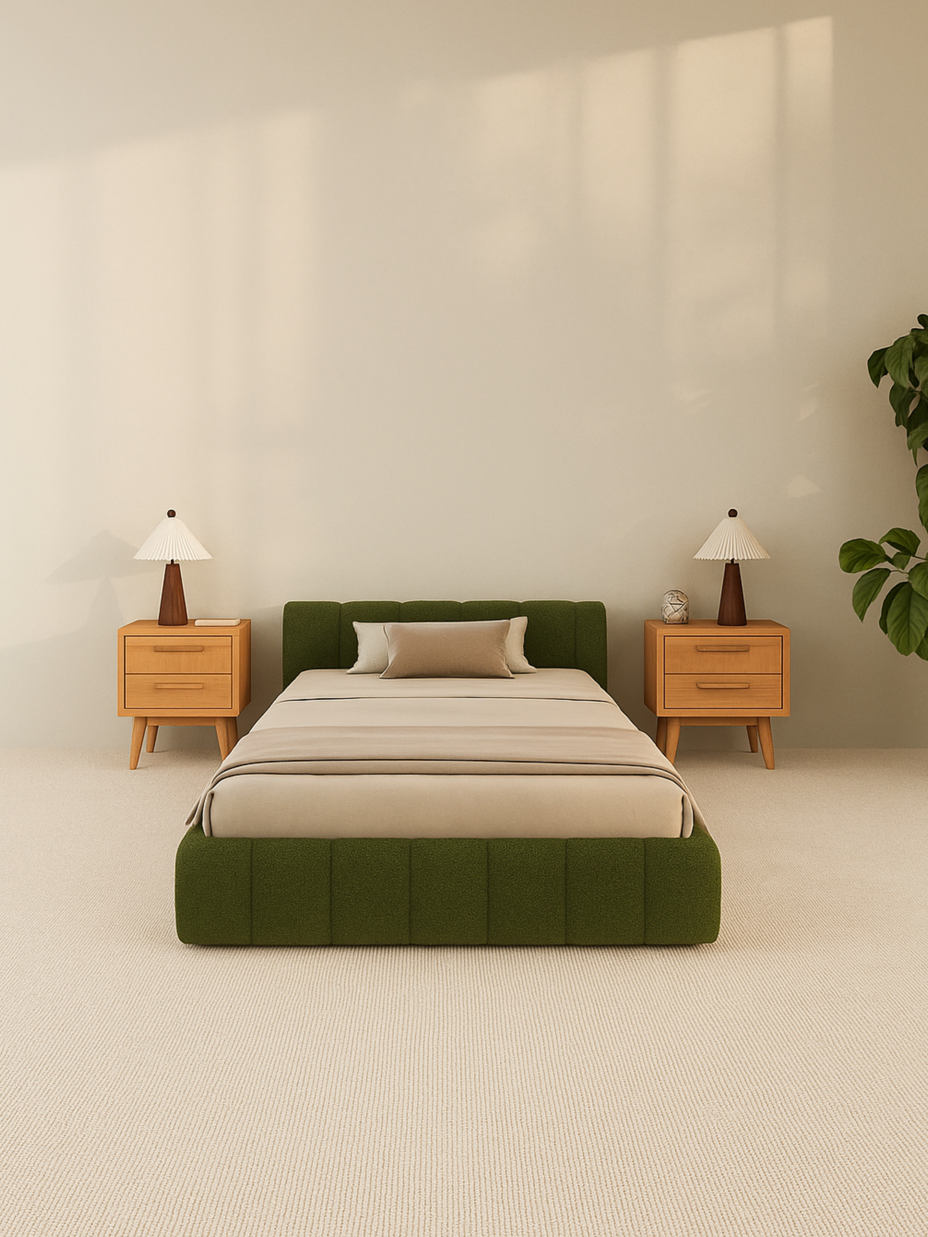 Byron Forest Green Cloud Boucle Bed Frame