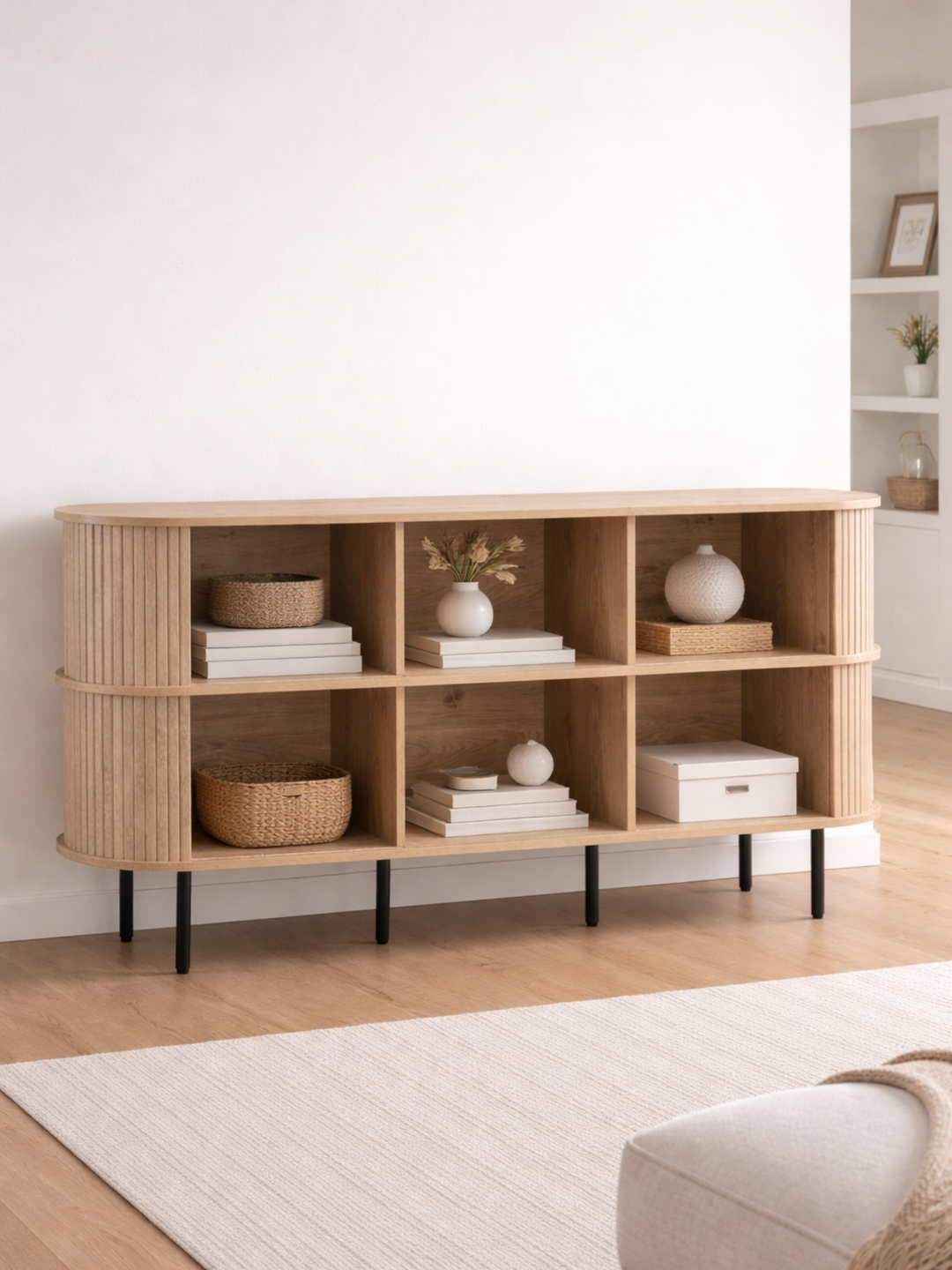Cove Natural Oak Curved Sideboard Cabinet 160cm