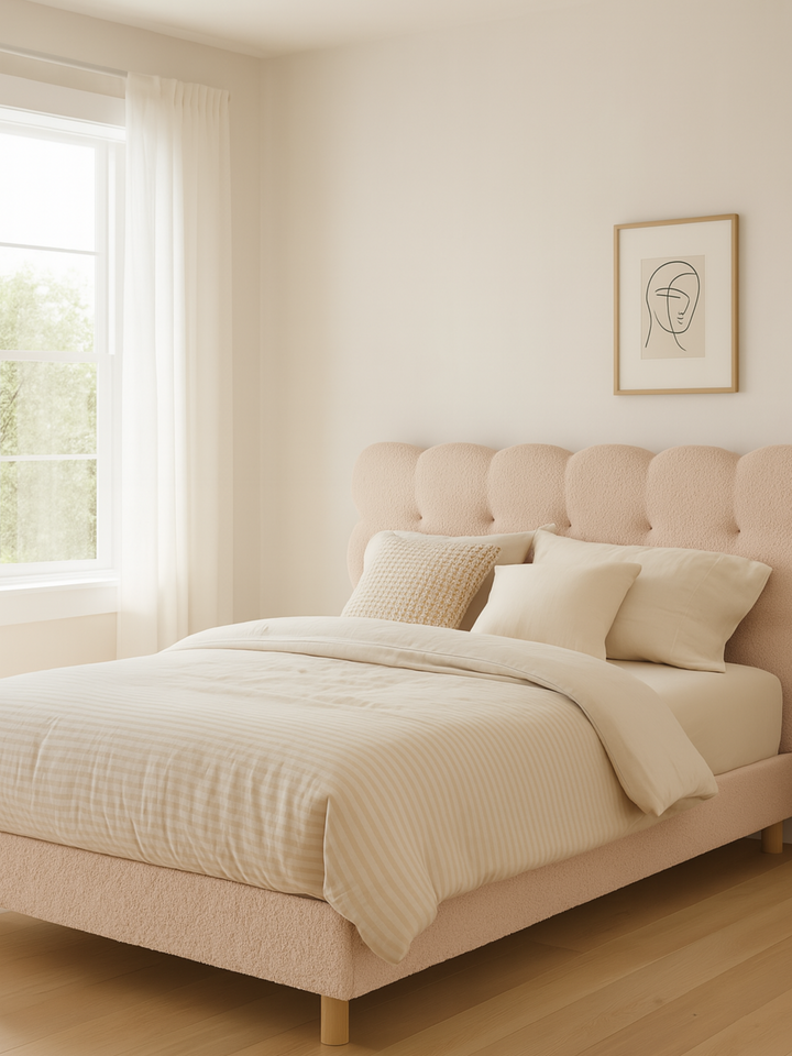 Alysha Pink Boucle Bed Frame