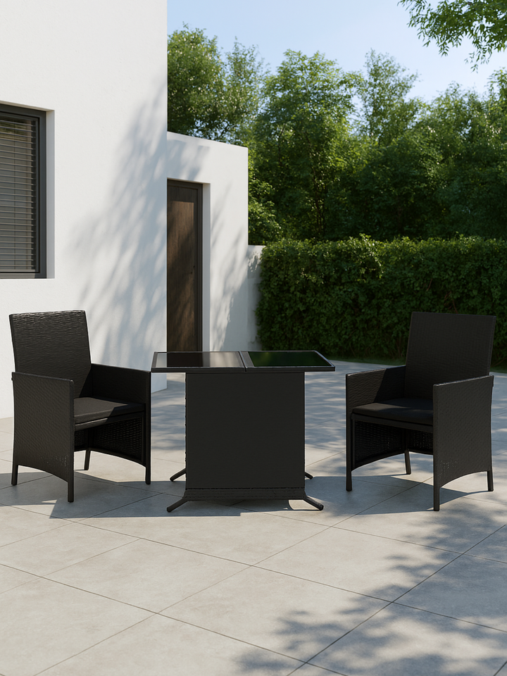 Hideaway Black Rattan 2 Seater Outdoor Dining Set