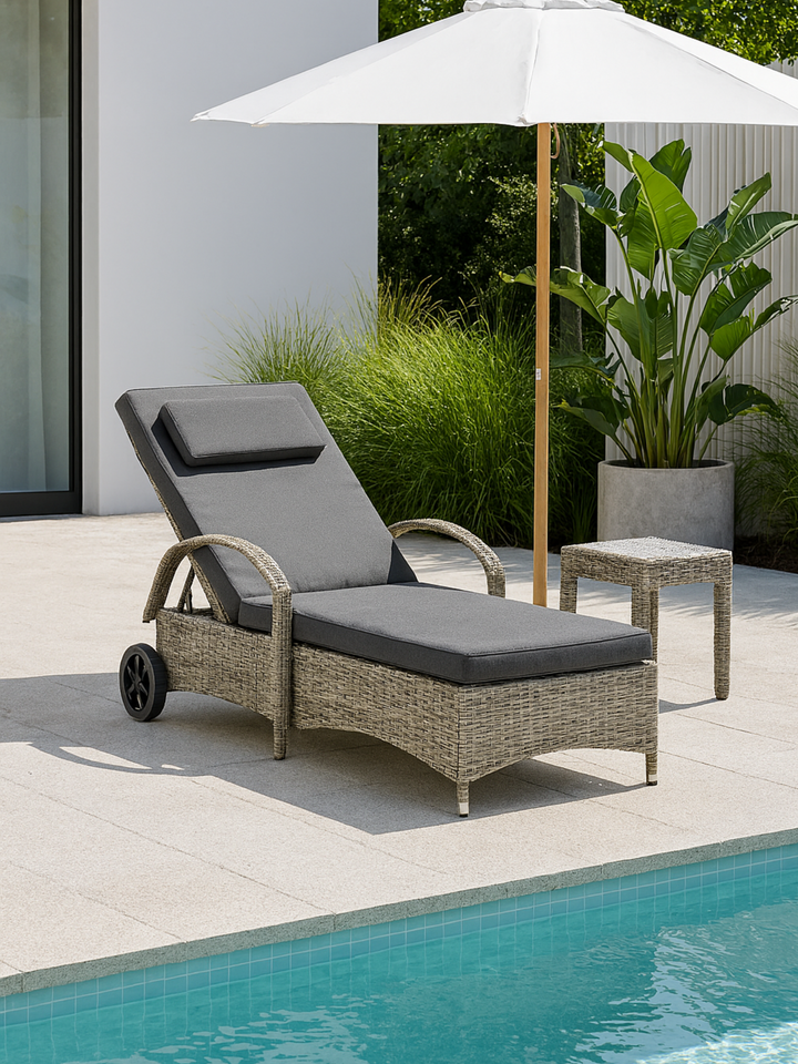 Byron Bay Grey Outdoor Sun Lounge