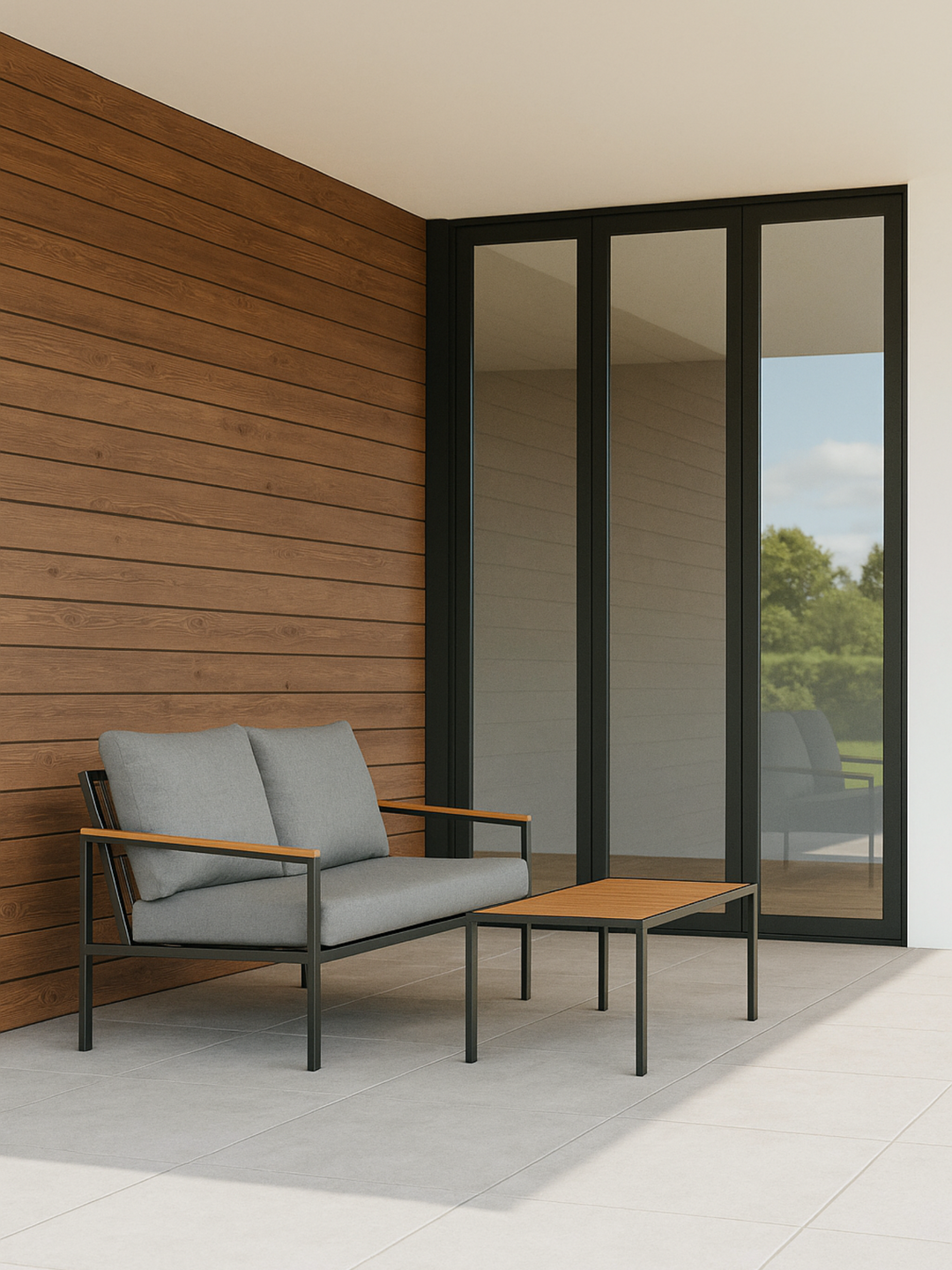 Avalon Grey 2 Seater Outdoor Lounge Set
