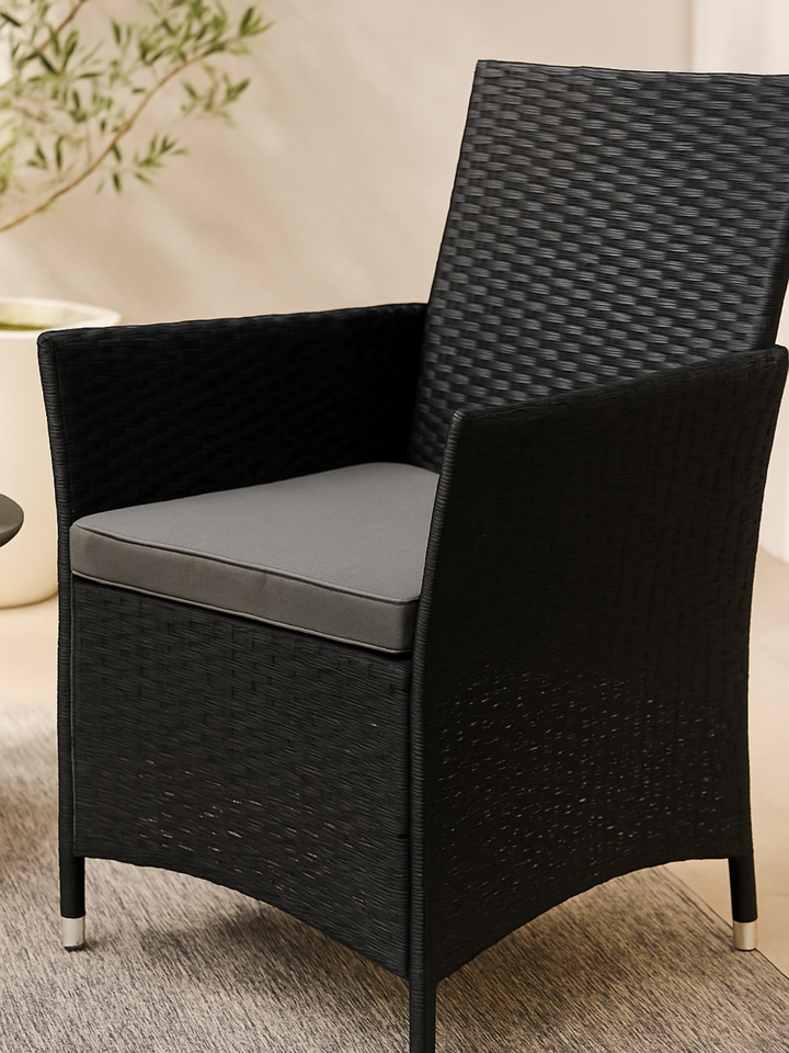 Zion Black Rattan Outdoor Chairs 2pcs