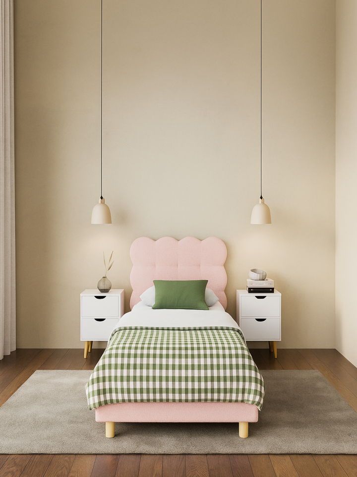 Alysha Pink Boucle Bed Frame