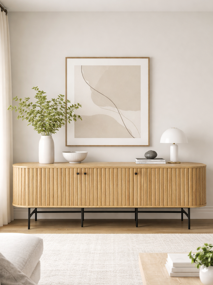 Grace Natural Oak Curved Entertainment Unit 180cm