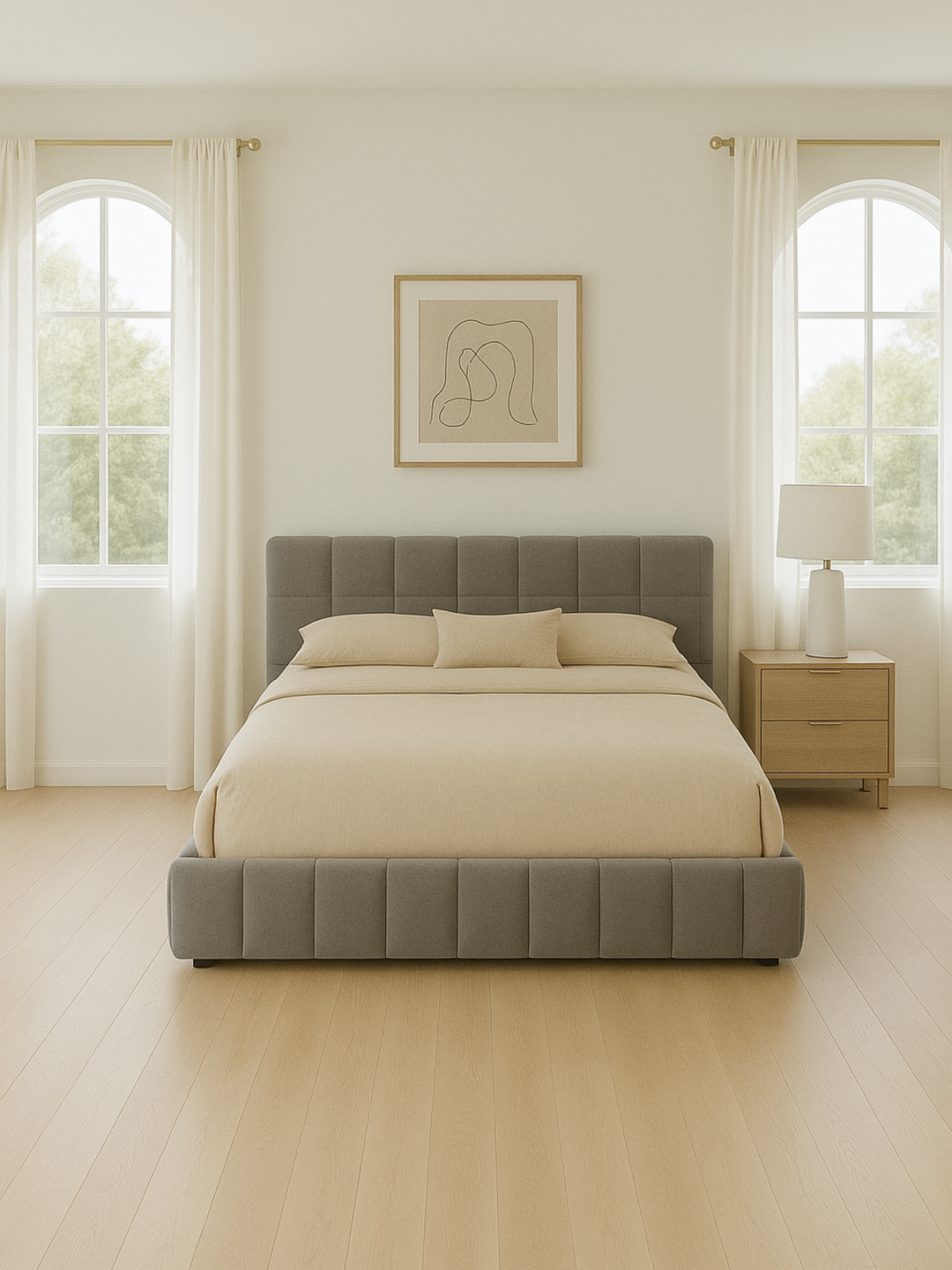 Winnie Grey Velvet Bed Frame