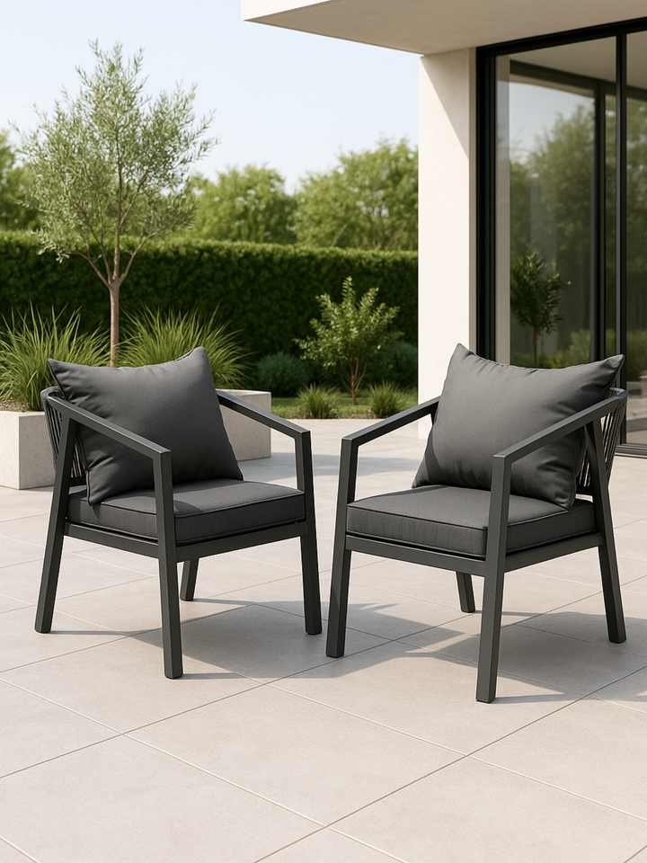 Jack Grey Steel Outdoor Armchairs 2pcs