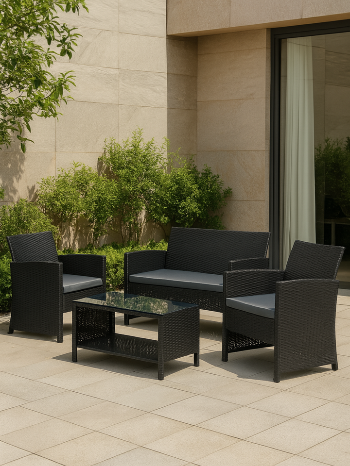 Ross Black 4 Seater Outdoor Lounge Set