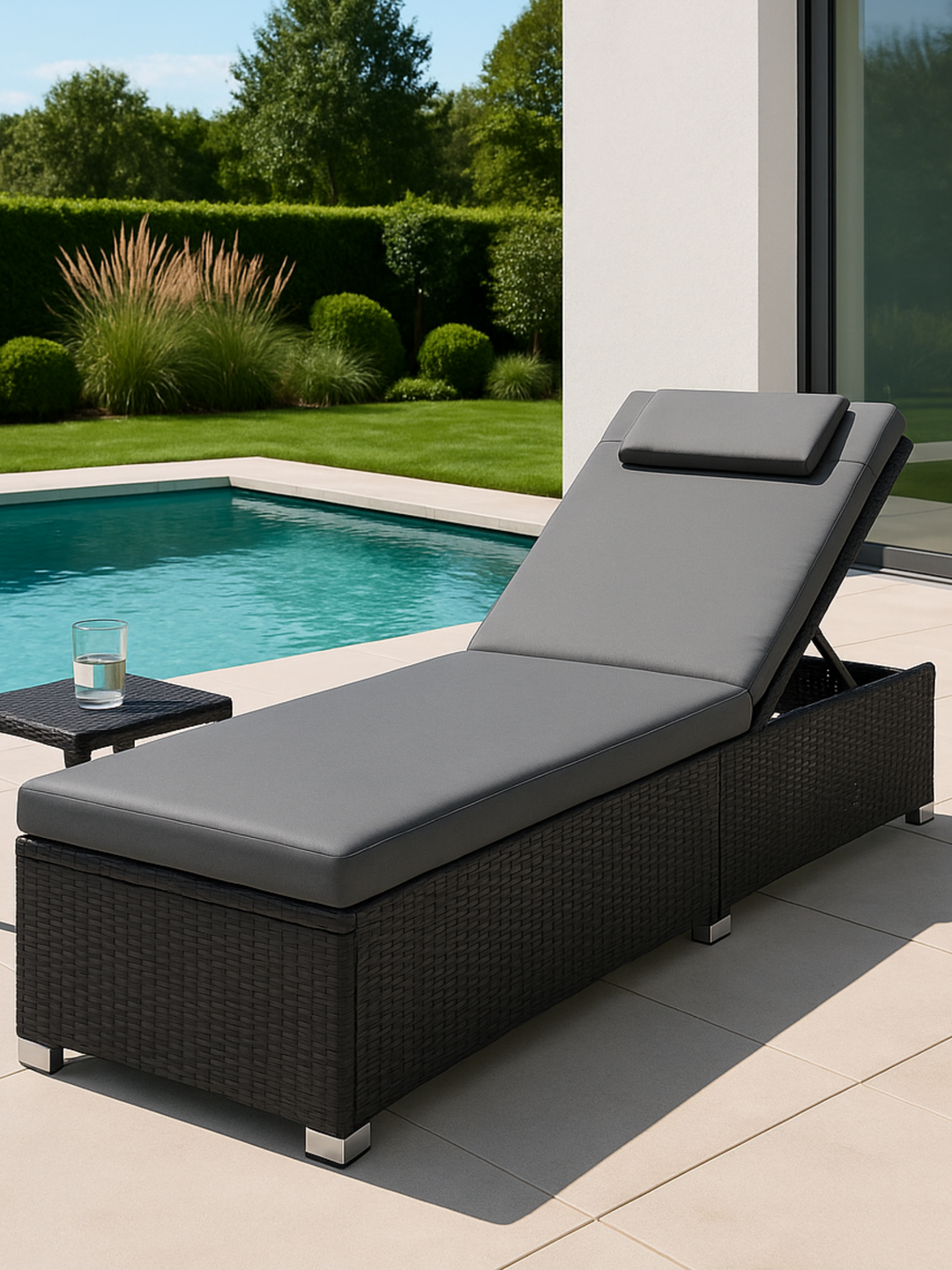 Bondi Black Outdoor Sun Lounge Table Set