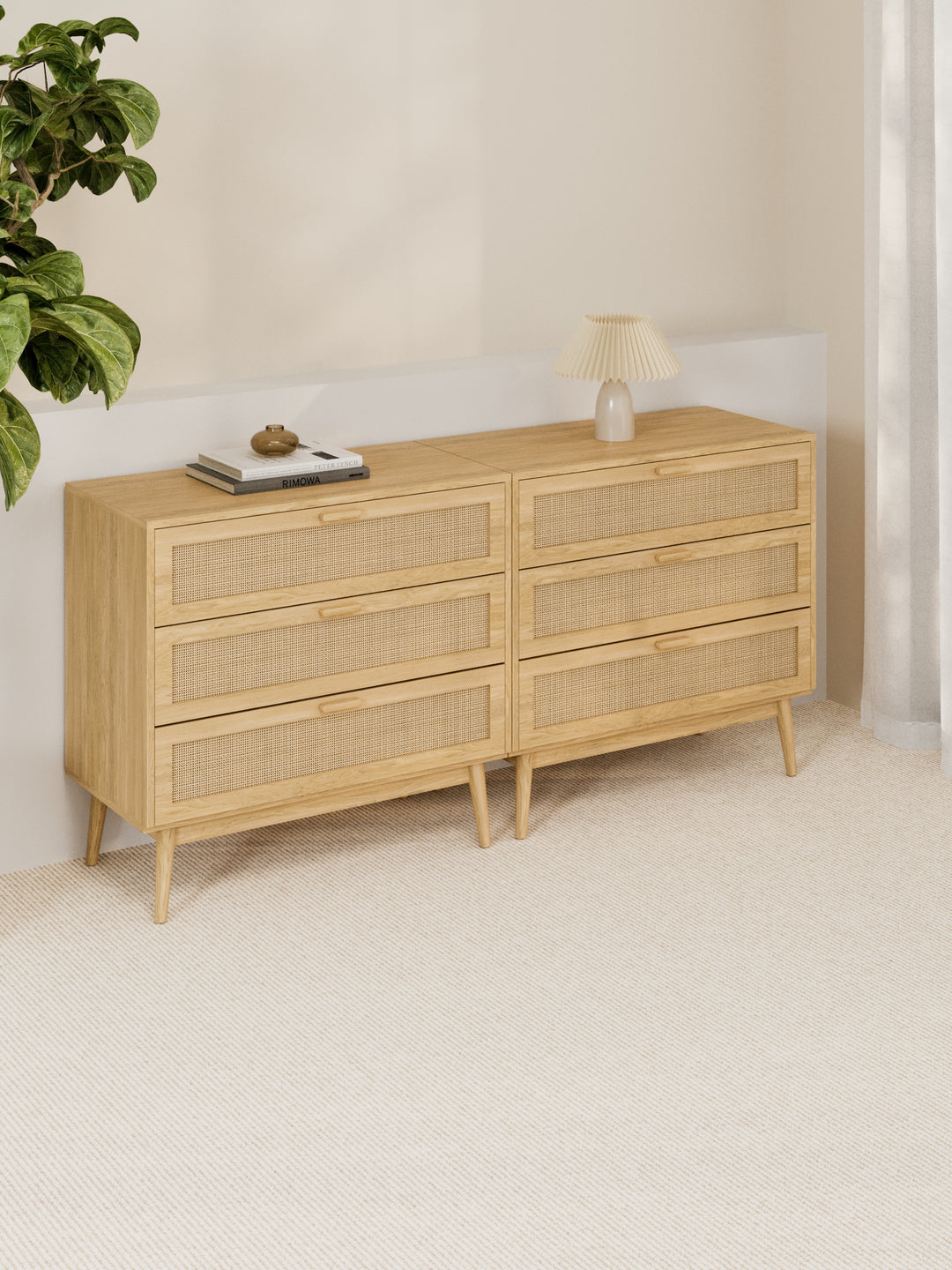 Rose Natural Rattan 3-Drawer Dresser