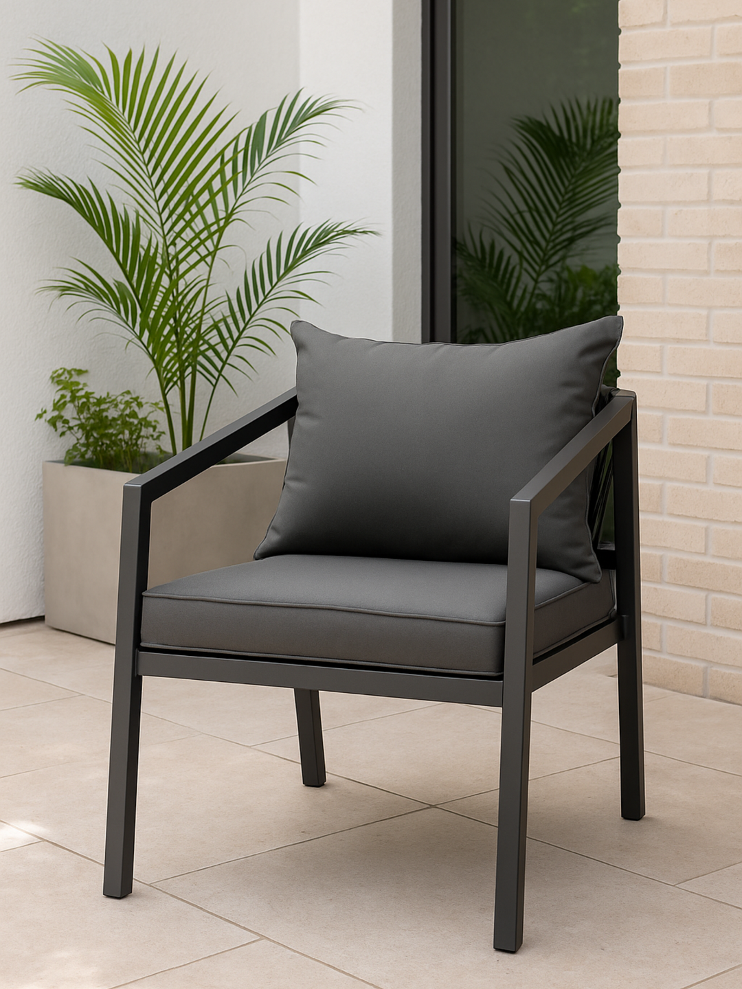 Jack Grey Steel Outdoor Armchairs 2pcs