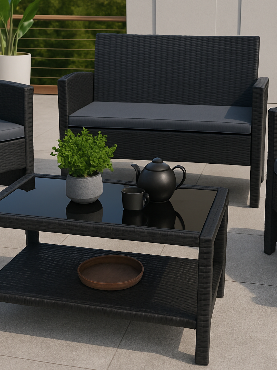 Ross Black 4 Seater Outdoor Lounge Set