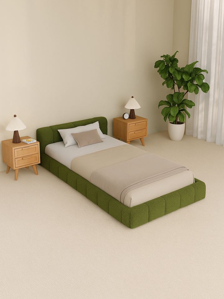 Byron Forest Green Cloud Boucle Bed Frame