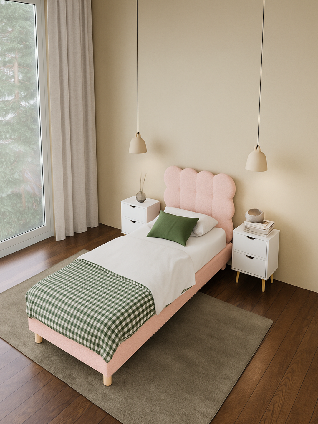 Alysha Pink Boucle Bed Frame