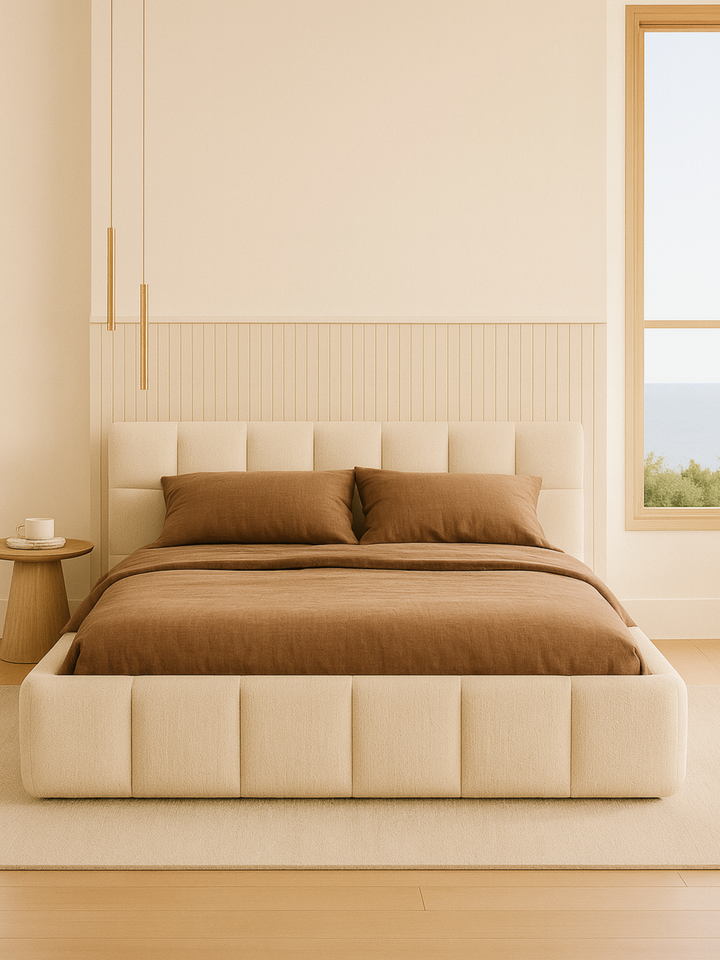 Marshmallow White Cloud Boucle Bed Frame