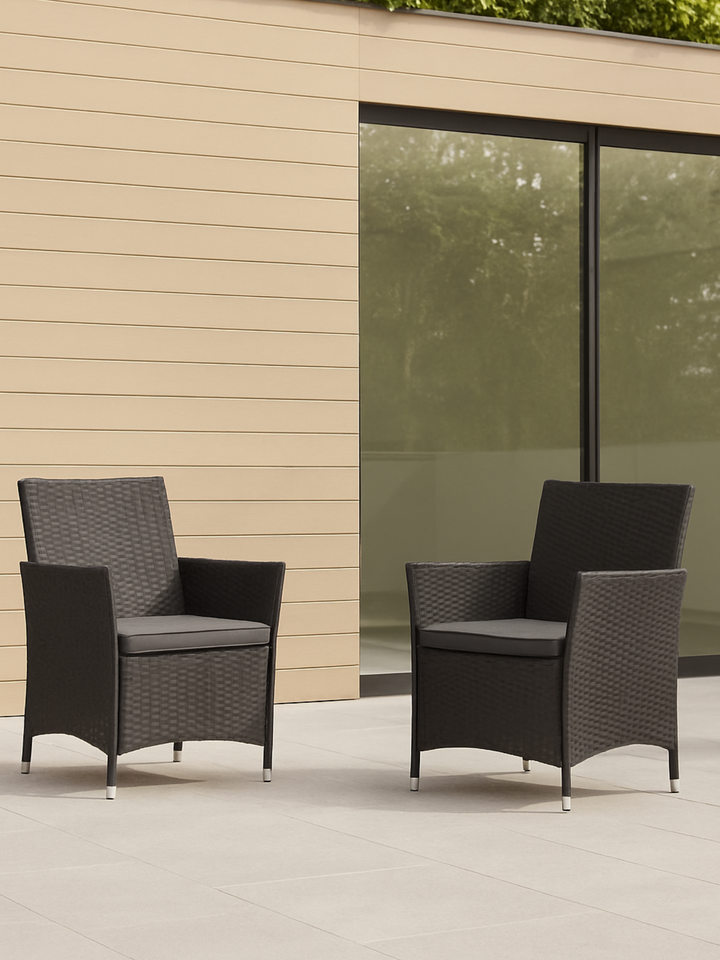 Zion Black Rattan Outdoor Chairs 2pcs