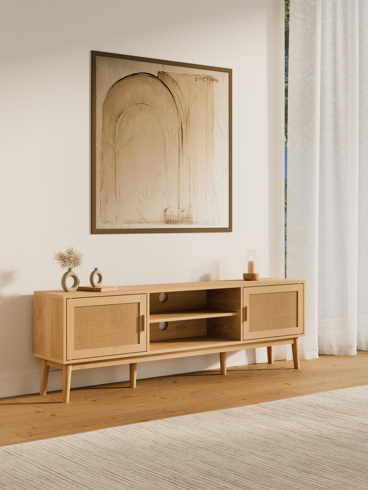 Alfie Natural Rattan Entertainment Unit 160cm