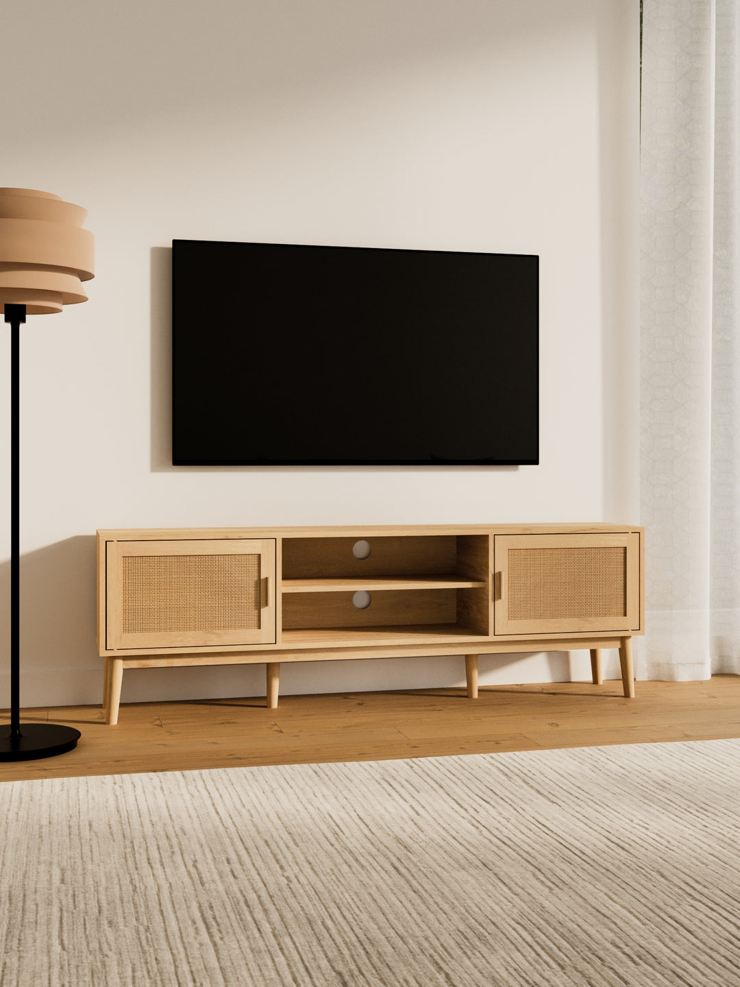 Alfie Natural Rattan Entertainment Unit 160cm