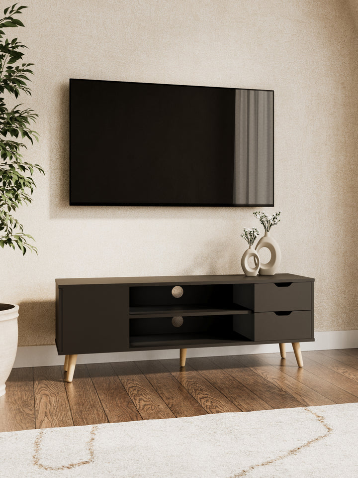 Harlow Black Wooden Entertainment Unit 120cm