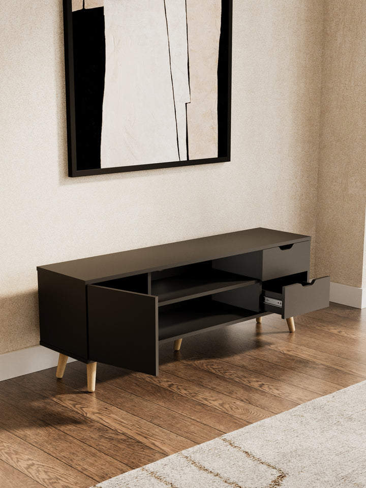 Harlow Black Wooden Entertainment Unit 120cm