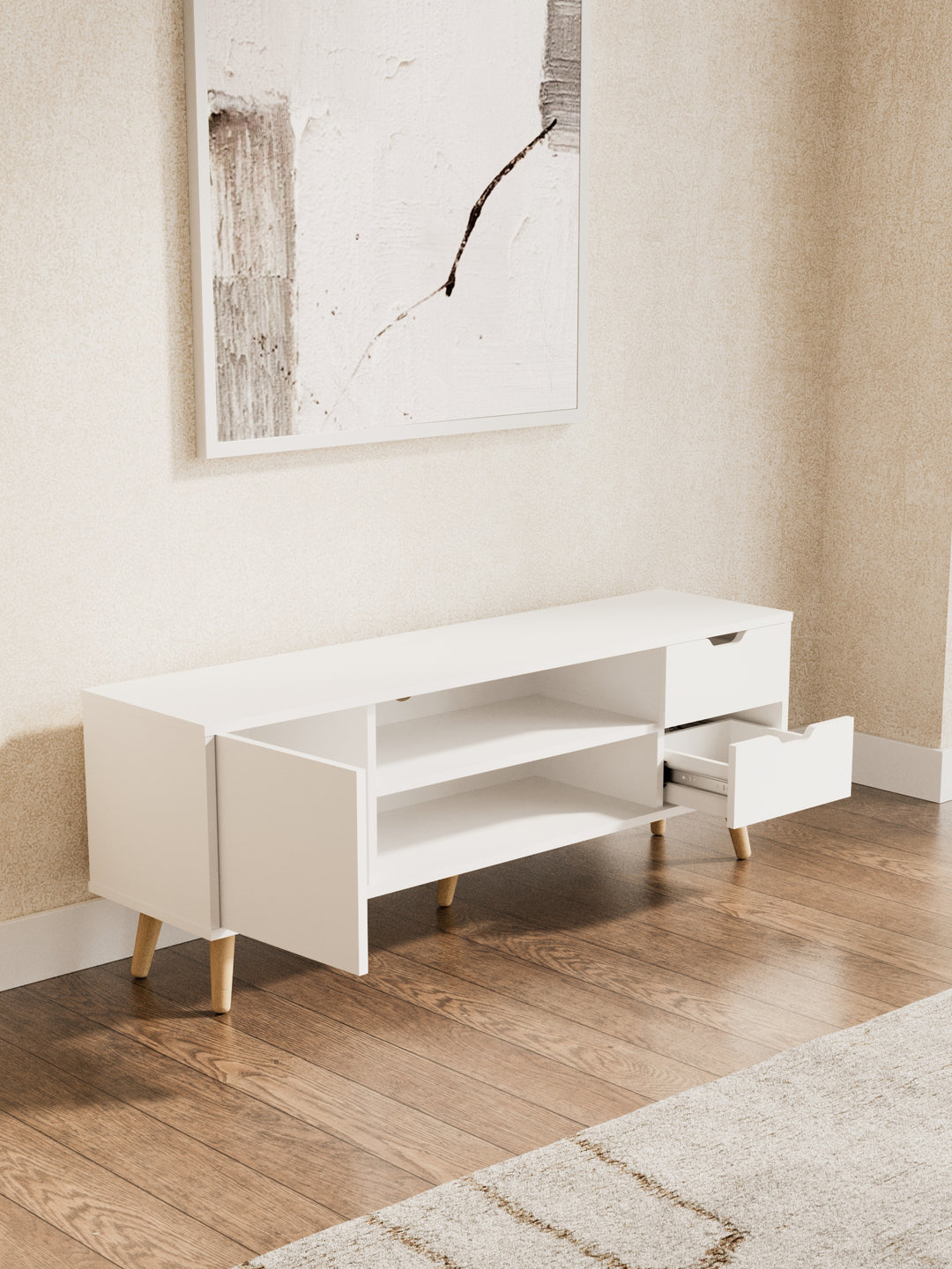 Harlow White Wooden Entertainment Unit 120cm
