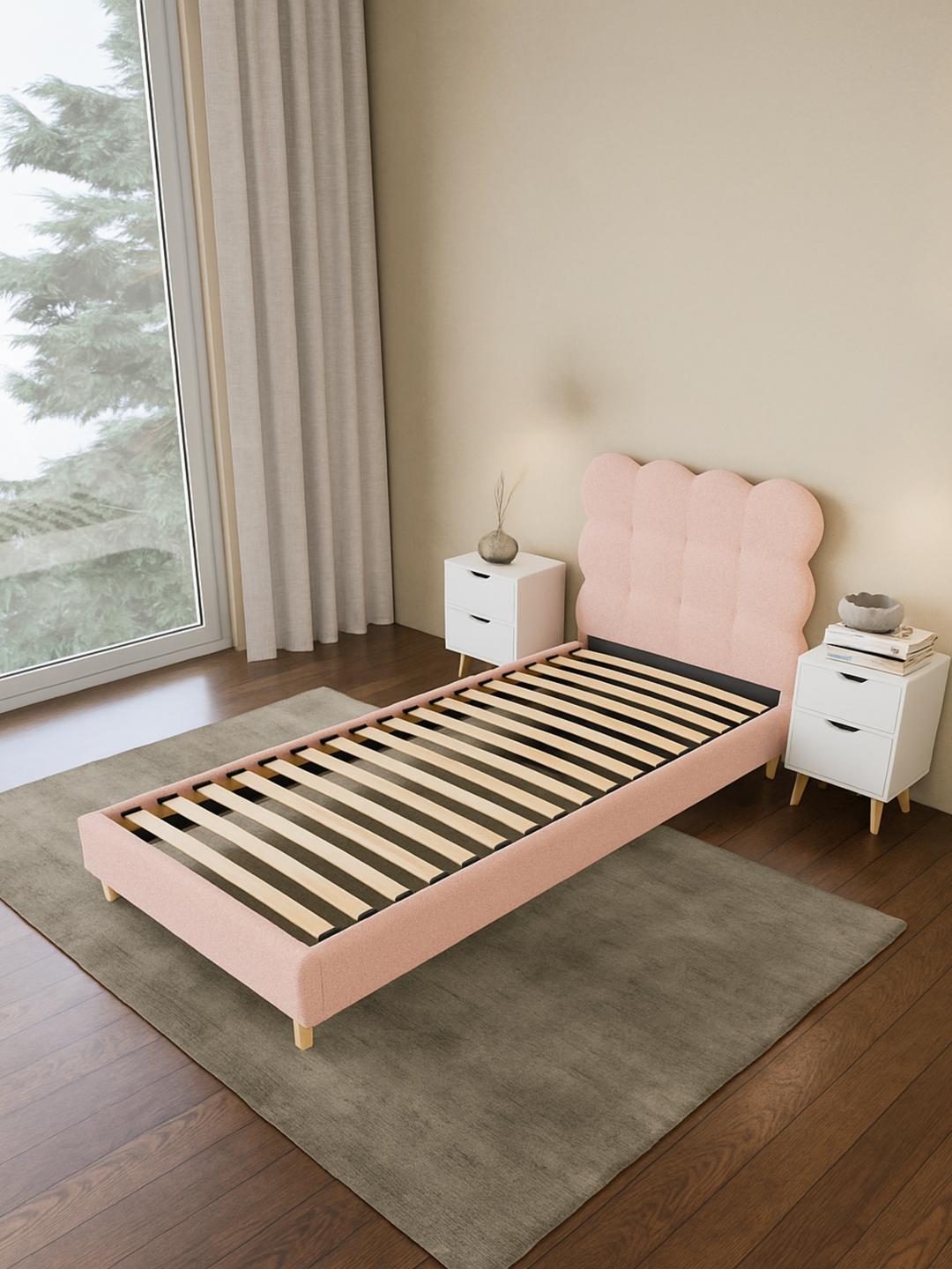 Alysha Pink Boucle Bed Frame