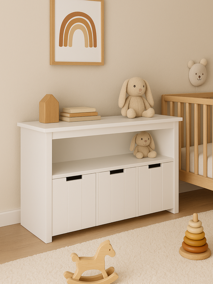 Bella White Kids Toy Storage Cabinet Box Bundle