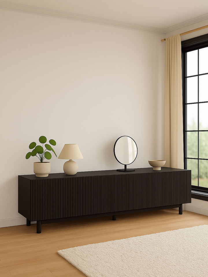 Fiano Premium Black Entertainment Unit 180cm
