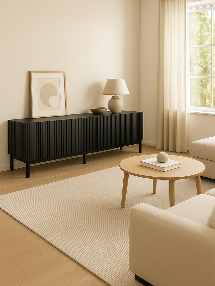 Fiano Premium Black Entertainment Unit 180cm