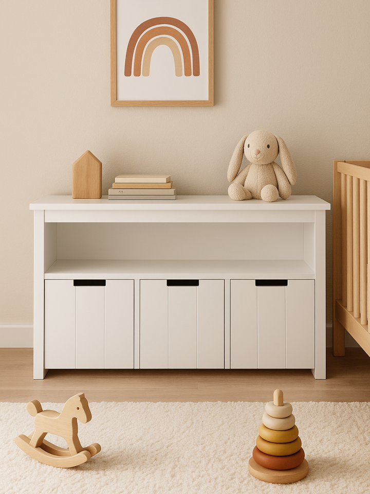 Bella White Kids Toy Storage Cabinet Box Bundle