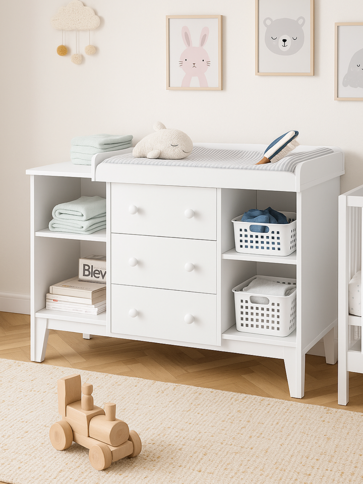 Bloom 2 in 1 White Baby Storage Change Table