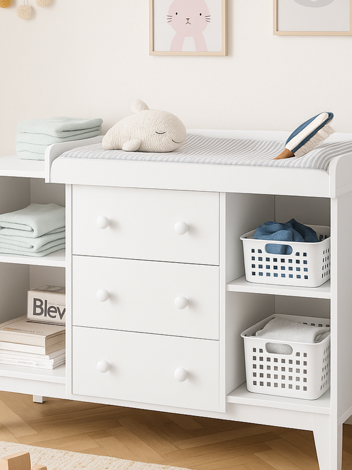 Bloom 2 in 1 White Baby Storage Change Table
