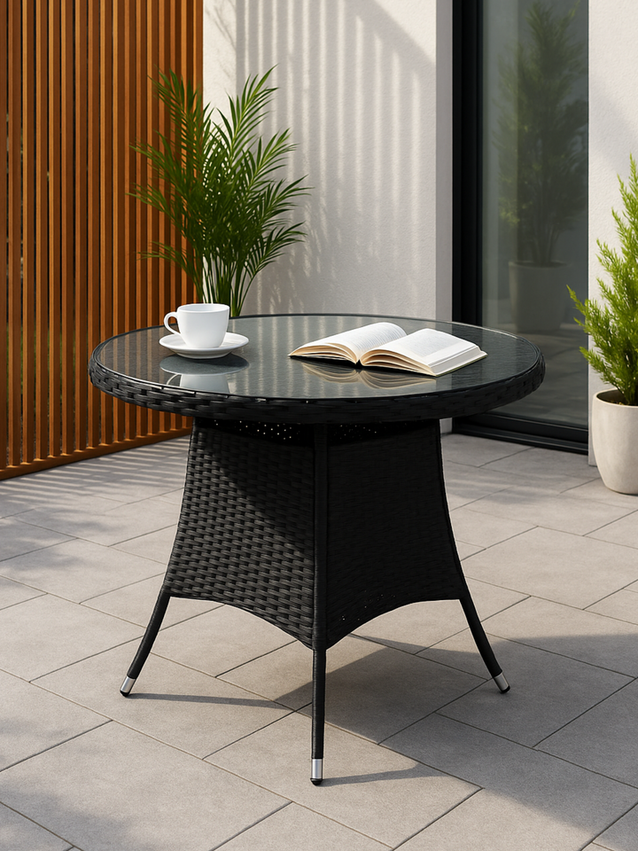 Theo Black Round Outdoor 90cm Table