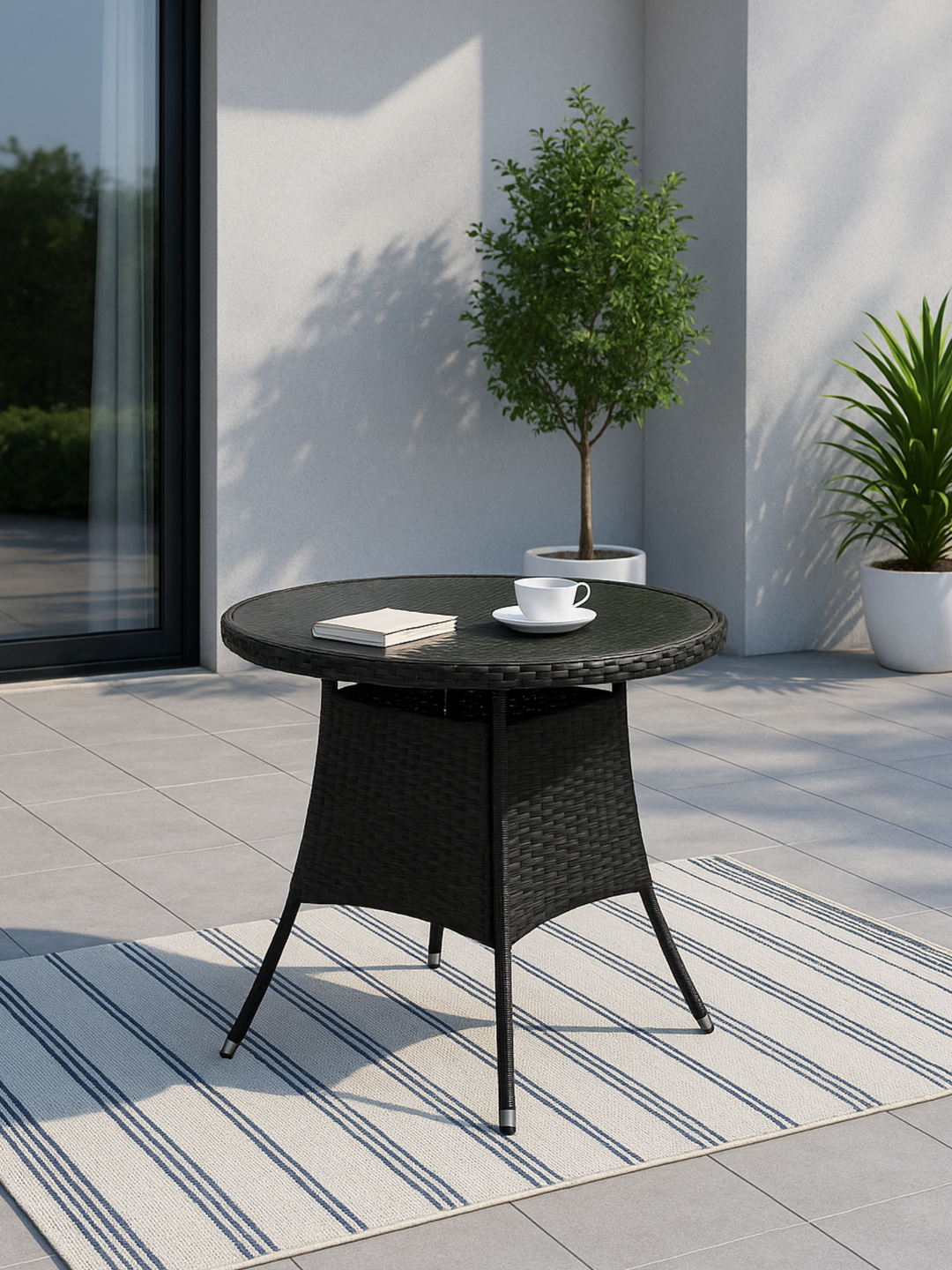 Theo Black Round Outdoor 90cm Table