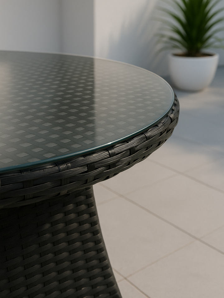 Theo Black Round Outdoor 90cm Table