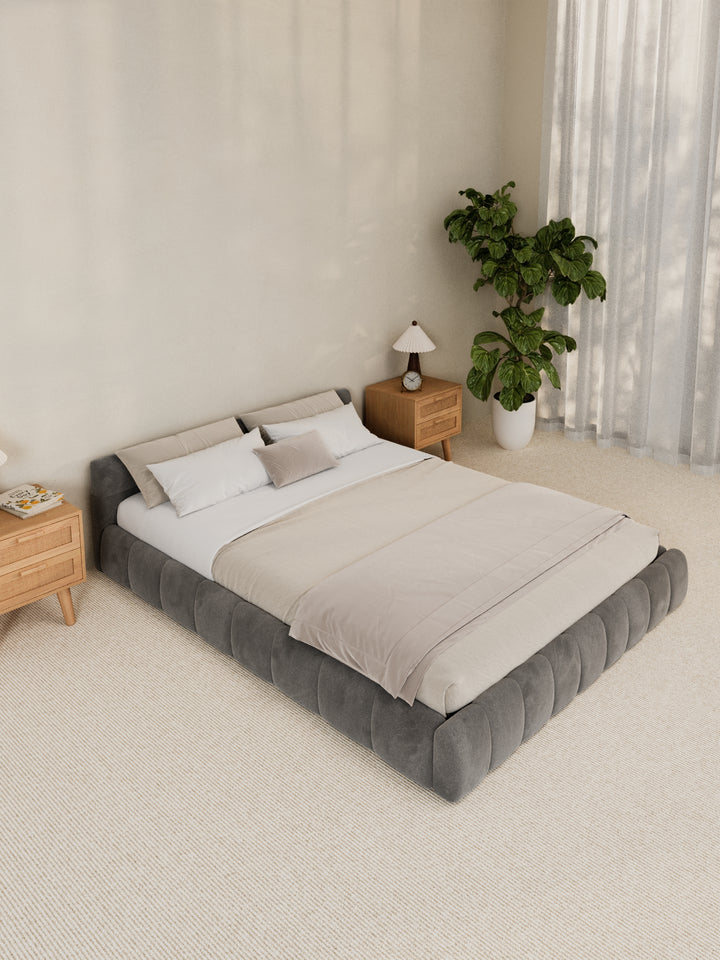 Winnie Grey Velvet Bed Frame