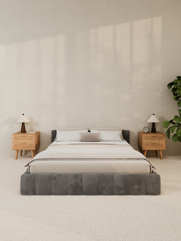 Winnie Grey Velvet Bed Frame