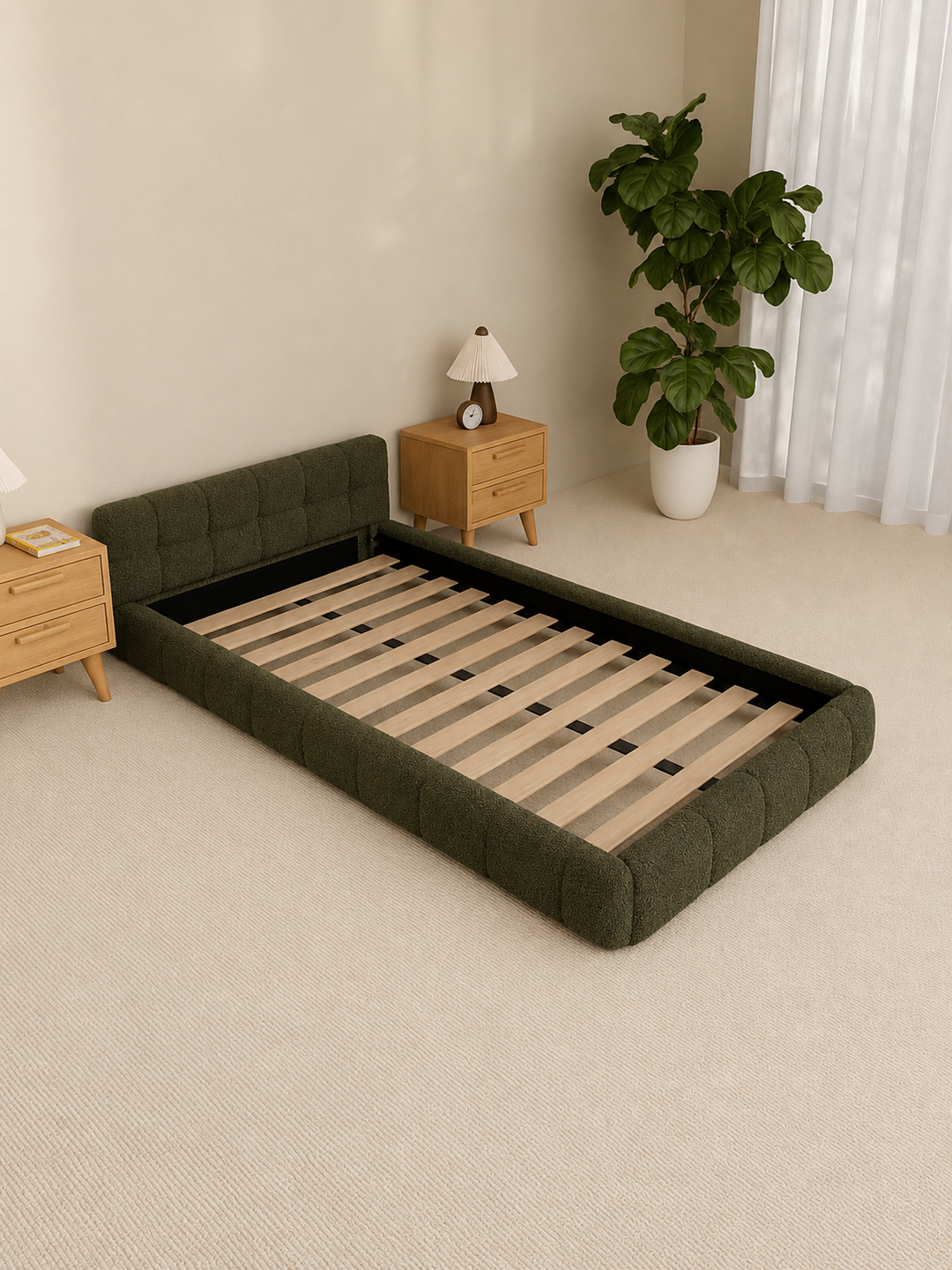 Byron Forest Green Cloud Boucle Bed Frame