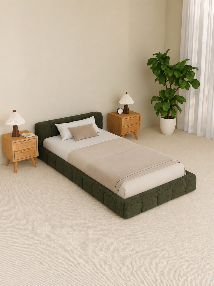 Byron Forest Green Cloud Boucle Bed Frame