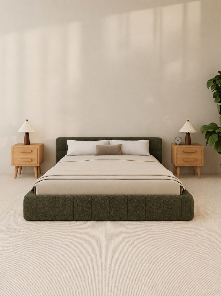 Byron Forest Green Cloud Boucle Bed Frame