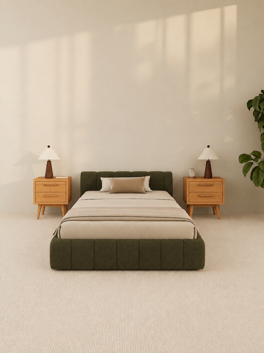 Byron Forest Green Cloud Boucle Bed Frame
