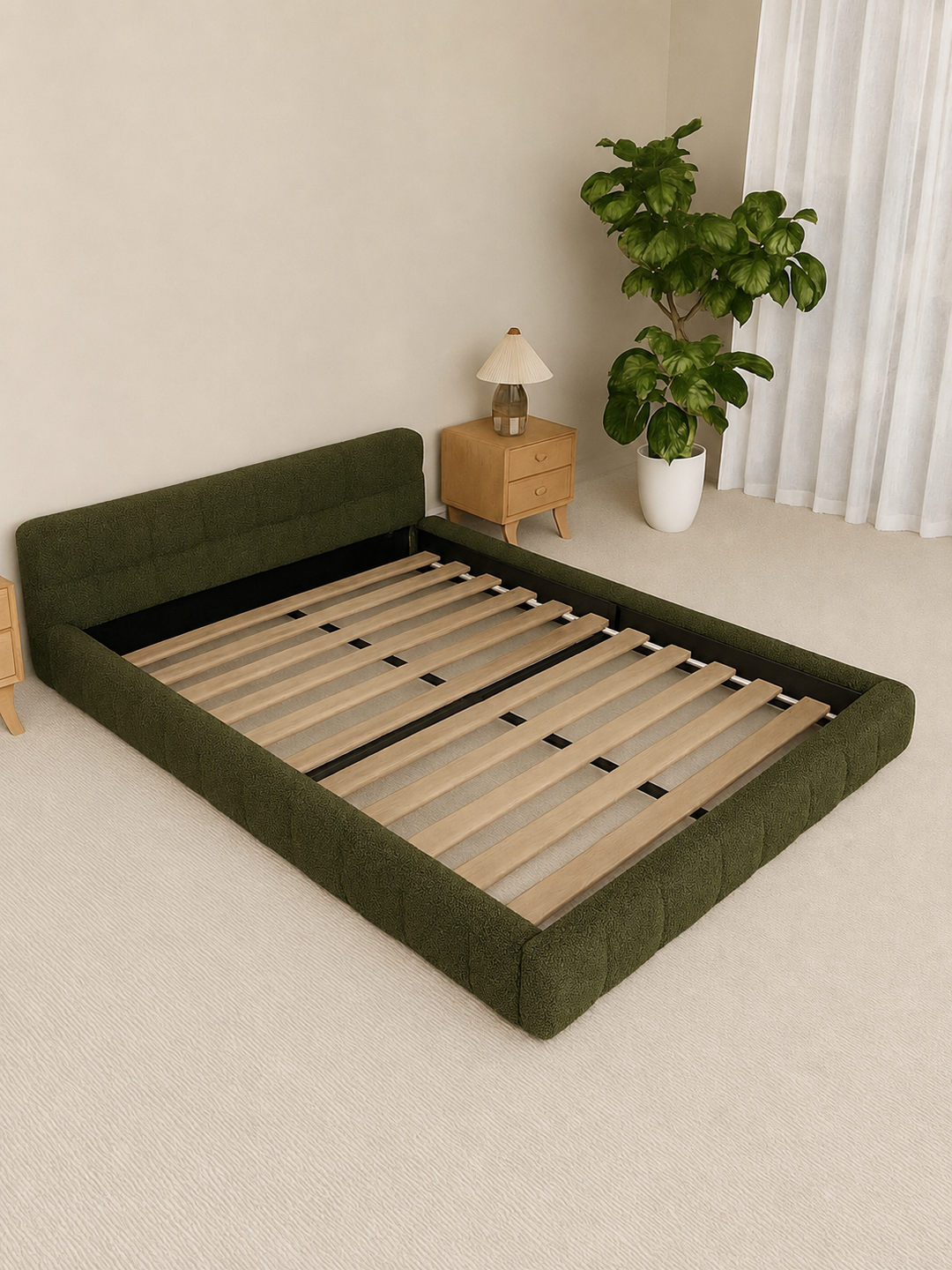 Byron Forest Green Cloud Boucle Bed Frame